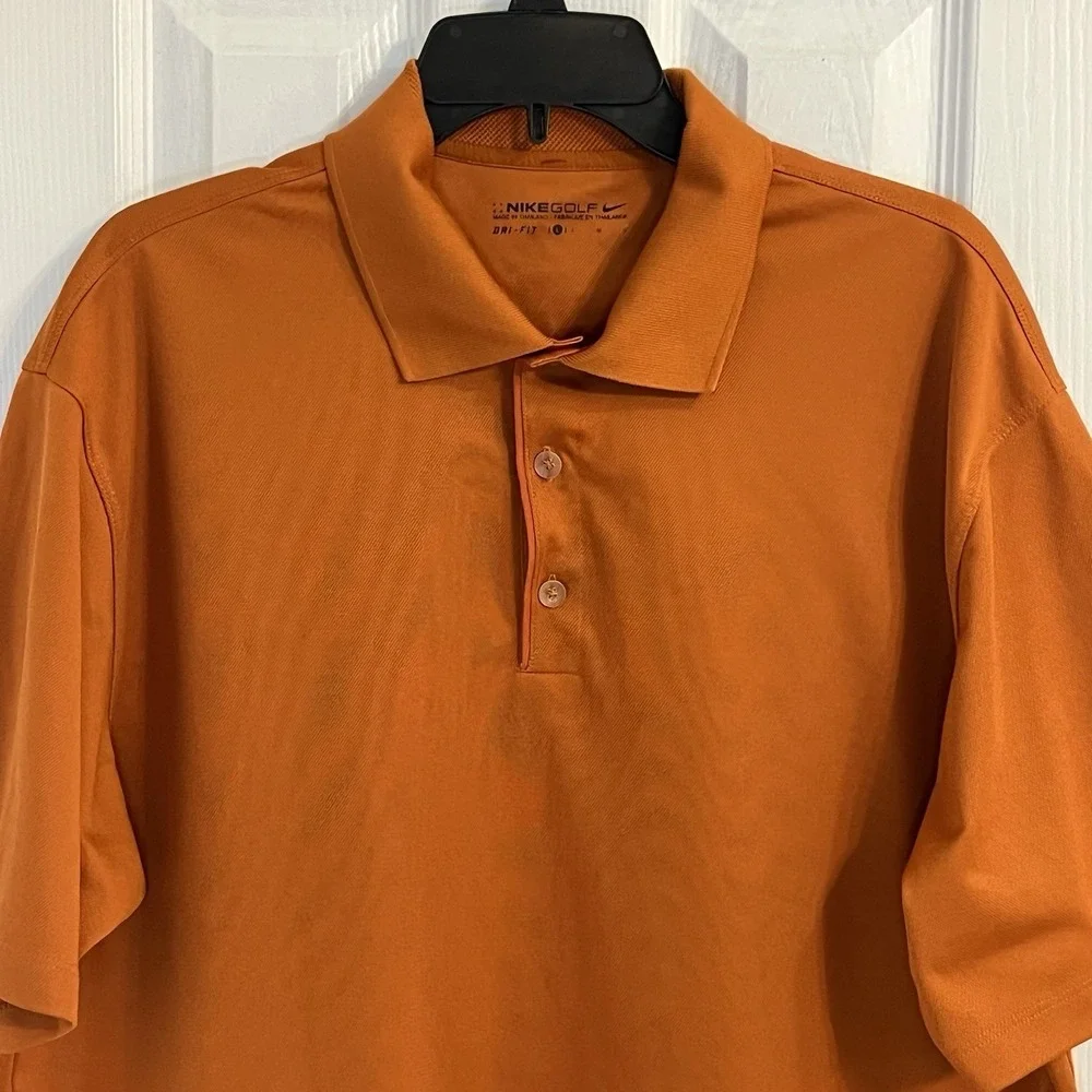 Nike Golf Shirt Adult Large Orange Short Sleeve Dri Fit‎ PoloMens outdoors